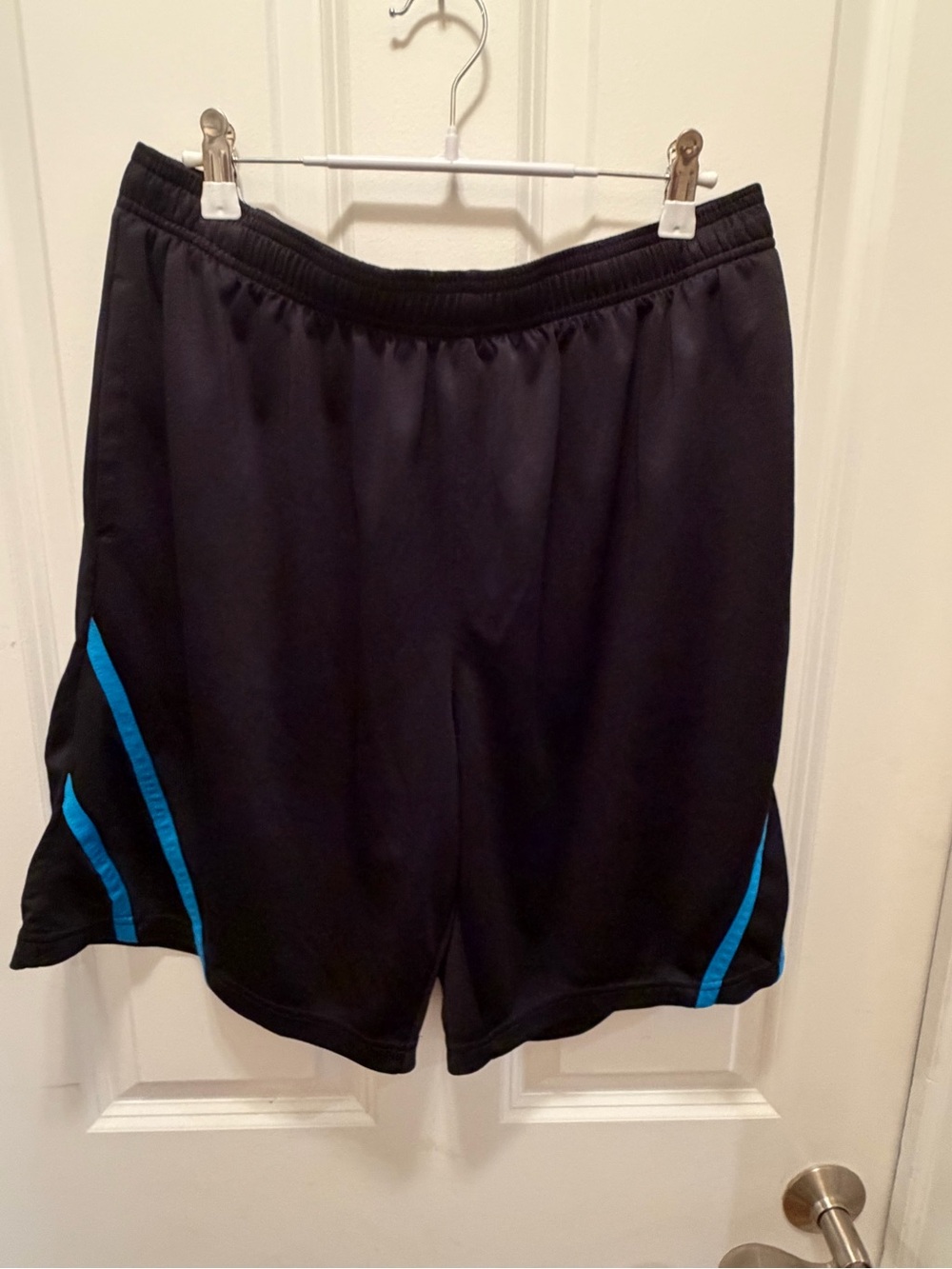 Men's Black Athletic Shorts with Blue Accents